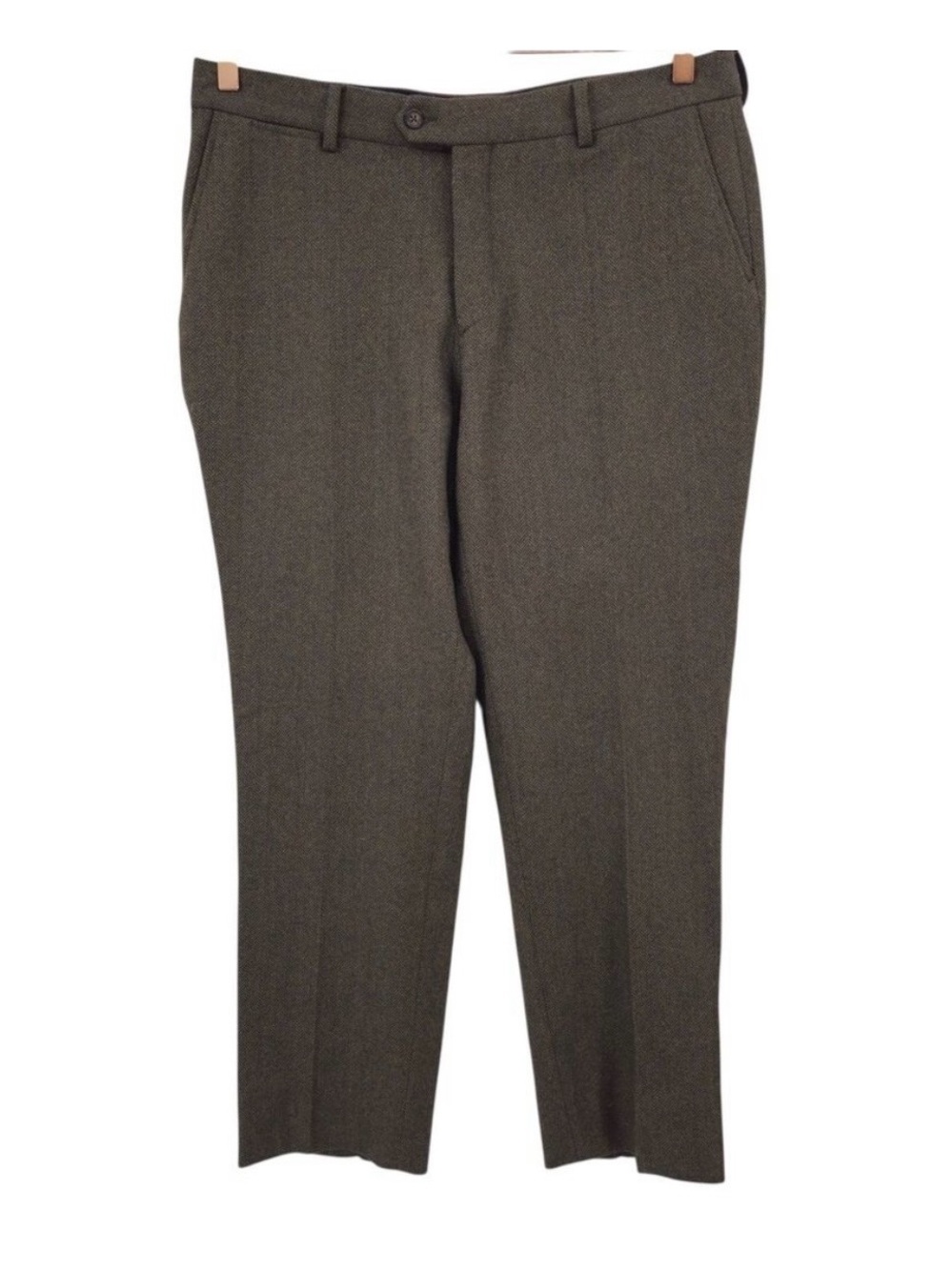 D.S. Dundee Mens 36 Herringbone 100% Wool Dress Pants Trousers